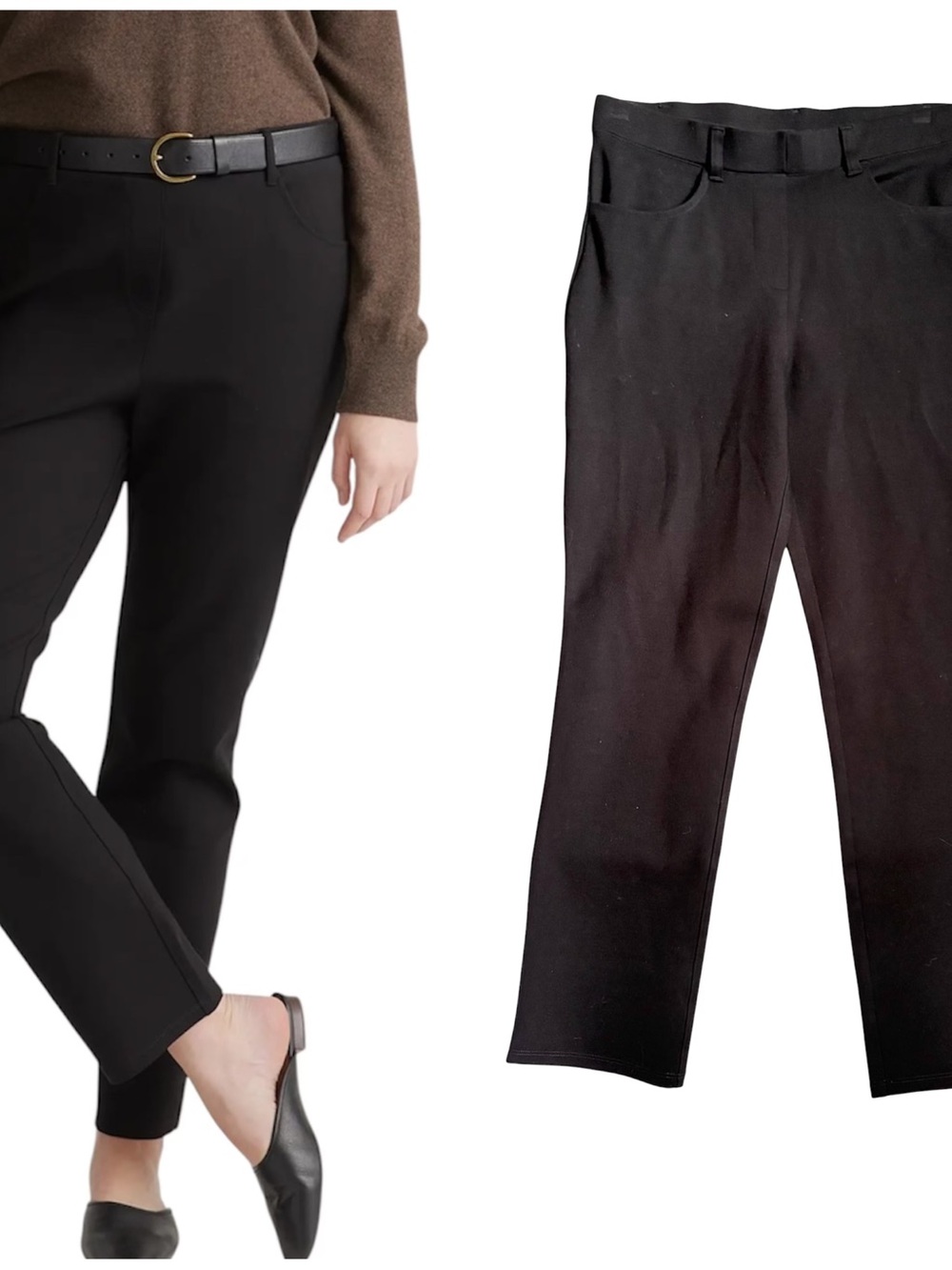 Quince Ultra-Stretch Ponte Straight Leg 4-Pocket Pants Small Petite